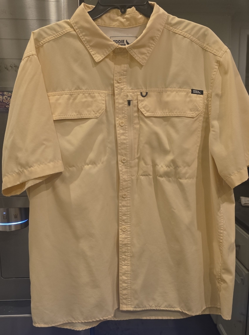Eddie Bauer Men's Short Sleeve Performance Fishing Shirt Yellow Large